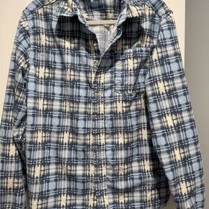 BDG Navy and Cream Checkered Shirt Sz large